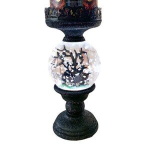 Halloween Water Snow Globe 3- Wick Candle Holder Bath & Body Works EUC